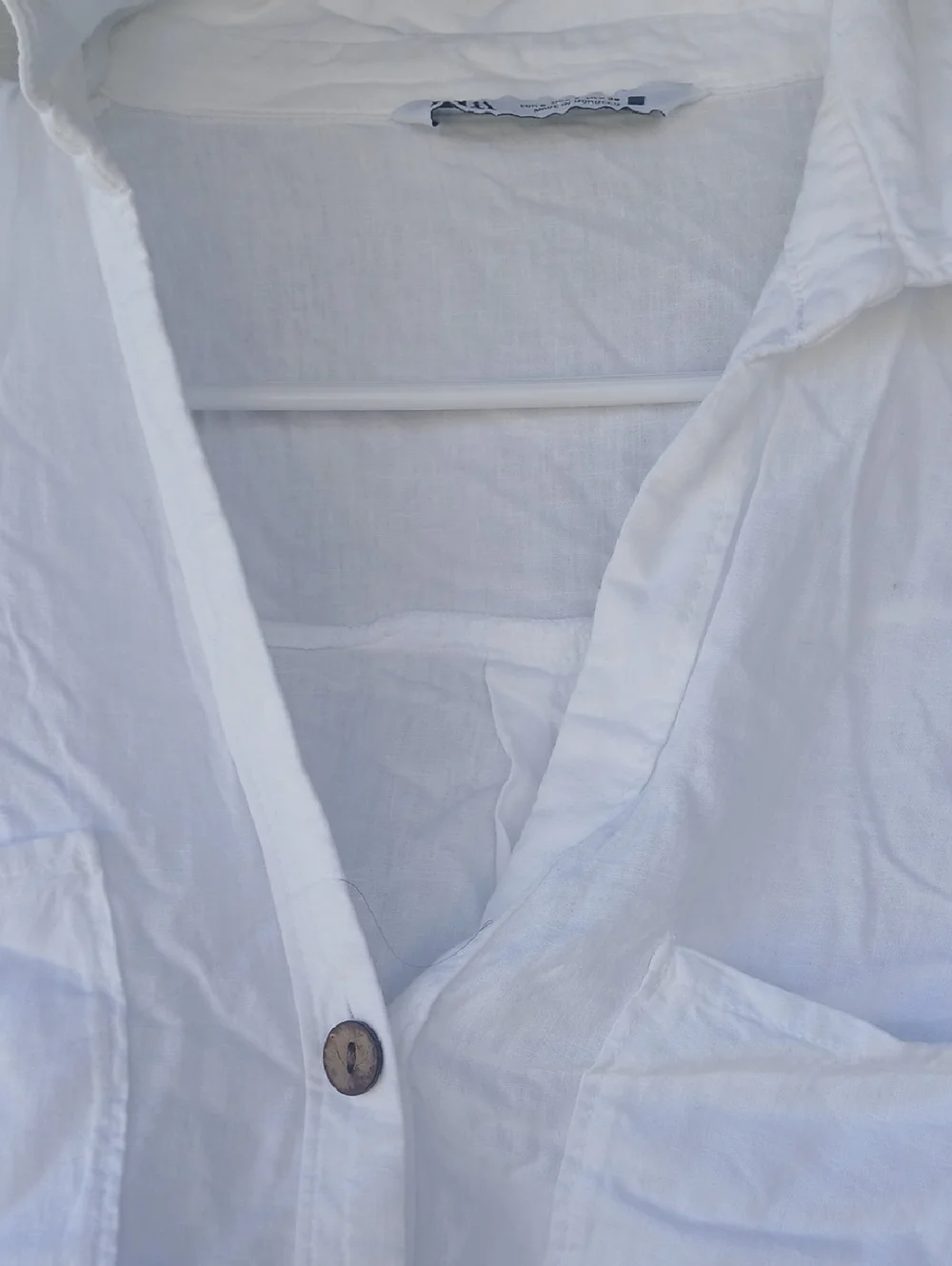 Zara Cropped 100 % Linen White Button-Up Top Cropped Short Sleeves - Picture 2 of 4